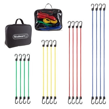 Fleming Supply 16-piece Bungee Cord Set, 4 Sizes- 18", 24", 32", 40" with Storage Bag/ Hooks for Trucks, ATVs 563973HEJ